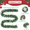 Decoração de Natal Popular de 2m: Guirlanda de tinsel com bordas brancas, agulhas de pinheiro verde-escuras com fitas de borda verde para decoração de festa