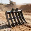 Ancinho Afrouxador de Pedra Multiuso, Ancinho Afrouxador de Solo para Escavadeira, Ancinho para Escavadeira com Rodas