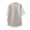 Camiseta Falsa de Dos Piezas de Manga Corta para Hombre, Camiseta Deportiva Casual de Verano para Adolescentes, Top Estilo Retro Americano Cleanfit, Moderno
