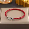 Pulsera de Cuero Tejido con Hebilla de Herradura de Circonita Microincrustada de Nuevo Estilo Transfronteriza para Mujer, Pulsera Metálica Galvanizada Multicolores de Moda