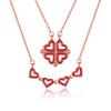 Colar S925 feminino de prata esterlina com diamantes e quatro folhas de flores, estilo Mori, com design de duas peças, corrente de clavícula