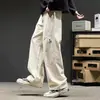 Pantalones de Trabajo Retro Americanos para Hombre, Temporada de Primavera y Otoño, Pantalones Anchos Sueltos y Caídos, Nuevos Pantalones Largos Deportivos Casuales Sueltos