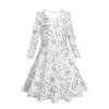 Comercio Transfronterizo Impresión Digital 3D Vestido Largo de Manga Larga para Niña Boceto a Línea Estilo Casual Simple Vestido de Princesa