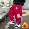 Pantalones de Forro Polar Ultraman para Niño, Cálidos Pantalones Deportivos de Invierno Nuevos, Pantalones Jogger Gruesos para Niños, Pantalones Largos de Color Sólido Resistentes al Frío