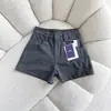 Shorts de trabalho cinza escuro para mulheres, novo estilo de verão, cintura alta, caimento solto, A-line petite, perna larga reta, hot pants casual