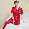 Amazon Pijama de Verano para Mujer Talla Grande con Mangas Tres Cuartos y Pantalón Largo Mejorado con Cuello de Solapa, Conjunto de Dos Piezas para Estar en Casa Estilo Europeo y Americano