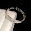 Pulseira de Rede Azul Dourada com Flor de Vidro Pérola Zircônia Brilhante Pulseira Elegante de Luxo Leve Joia de Mão Versátil da Moda