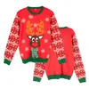 Suéter de Natal, fábrica de Dongguan, suéter de malha jacquard com renas de desenho animado vermelho, suéter de malha jacquard com renas de desenho animado vermelho, suéter de malha jacquard com renas de desenho animado vermelho