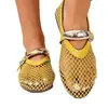 Sandalias de Talla Grande para Mujer de Comercio Electrónico Transfronterizo 2026 Primavera Verano Nuevas Punta Redonda Malla Hueca Estilo Europeo Americano Sandalias Planas