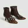 Sapatos femininos de atacado transfronteiriços, coleção outono 2026, estilo europeu e americano elegante, design clássico, abertura elástica, cabedal em couro de flor integral macio, bico fino pequeno, botins estilo slip-on