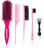 Herramientas de Peluquería Cepillo para Mechas Peine Juego de Tres Piezas Peine Redondo para Peinar Cepillo de Cejas a la Moda Peine de Nylon Resistente al Desgaste y Duradero