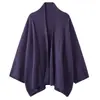 Anos 90 Lã Pura Gola Grande Xale Alto Contagem Caimento Fino Primavera Outono Deslocamento Versátil Temperamento Manto Atacado