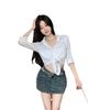Camisa Blanca Slim-fit para Mujer Verano Spice Girl Delgada Manga Larga Protector Solar Diseño Pequeño Nicho Top