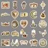 50 Adesivos Retro Estilo Dourado Ins, Criativos Pintados Deslumbrante Palácio Graffiti Decoração Xícara de Chá Papelaria Adesivos Guka