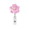 Presente médico com pérola, nova flor de cristal 3D, clipe jacaré, fivela de puxar flor de pérola, porta-crachá de identificação rotativo