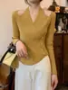 Suéter de Punto con Hilo de Tres Hebras para Colgar en el Cuello para Otoño e Invierno para Mujer con Diseño Hueco Camisa Base para Hombro con Top Ajustado