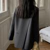 Blazer Preto de Manga Comprida para Mulheres Novo Design de Nicho Estilo Coreano Fenda nas Costas Terno Casual