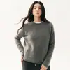 Nueva colección de otoño: Suéter de cachemira de corte relajado, suéter de punto de cuello redondo para mujer, de corte holgado, con bordes enrollados, perfecto como capa base o como top