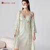 Pijama Sexy Emagrecedor de Ácido Acético Imitado Feminino Primavera e Verão 2025 Vestido de Noite Alça Única Estilo Puro Desejo Almofada no Peito Roupa de Casa