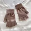 Guantes de Medio Dedo para Otoño e Invierno, Guantes Antideslizantes para Ciclismo al Aire Libre para Adultos, Guantes de Lana Tejida a Prueba de Frío sin Dedos para Pantalla Táctil