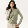Cardigan de punto Campbell's 25% seda de morera 75% cachemira para mujer, cuello redondo, manga corta, conjunto superior