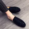 Mocasines de Verano para Hombre sin Cordones, Punta Cerrada y Pedrería, Zapatos Perezosos sin Talón, Zapatos Medios Slip-On para Hombre