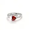 Suministro Transfronterizo de Anillos de Piedra Natal con Forma de Corazón y Rosa Dorada de Alta Calidad, Joyería Conmemorativa Romántica para Comercio Exterior