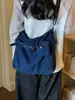 Yuezhi 2026 outono inicial nova moda versátil retrô grande capacidade bolsa tote de brim lavado bolsa transversal para o dia a dia