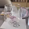 Novo Copo de Vidro com Formato Tridimensional e Alça Colorida, Copo de Vidro com Desenho de Animal, Copo de Vidro Borossilicato Resistente ao Calor, Copo de Presente