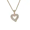 Collar de Amor Europeo y Americano Corazón de Durazno Lleno de Zirconio Diseño Nicho Colgante de Amor Hip Hop Nuevo Collar de Amor Calado