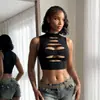 Estilo chica hot europea y americana corsé con escote halter calado top corto sexy ajustado nuevo transfronterizo ropa de dormir erótica