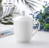 Juego de Taza de Té Blanca de Cerámica y Vaso de Agua para Habitación de Hotel, Taza para Reuniones de Oficina con Borde Dorado y Tapa con Logo Grabado