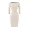 Vestido de un hombro con manga de tres cuartos, cintura plisada, Pure Desire, Vestido Rachel, Nuevo para Otoño, Ajustado, Bodycon, Vestido Corto Hot Girl