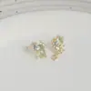 Brincos de tarraxa elegantes Dongdaemun Coreia do Sul feminino agulha de prata S925 pingente de laço totalmente cravejado de diamantes brincos de luxo leve