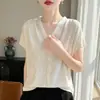 Camiseta Base Jacquard Pesado de Cuello en V Estilo Nuevo Verano 2026 para Mujer, Top Camiseta de Manga Corta Tejida con Cuello en V Elegante y a la Moda