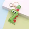 Llavero de Dinosaurio de Dibujos Animados Colgante para Bolso de Piel PU Llavero de Campana de Cuero Personalizado Llavero de Coche Colgantes de Regalo