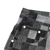 Jeans Mosaico Xadrez Novo 2025 Marca Tendência de Luxo Leve Jeans Xadrez Reto Solto Masculino e Feminino