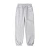 Calças de moletom forradas de lã de waffle pesado Calças retas masculinas simples Calças esportivas femininas Outono e inverno cinza soltas