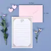 Conjunto de Envelope e Papel de Carta Rosa Flor de Cerejeira Rosa Espesso Toque de Luxo Estética Ins Fresco e Fofo Carta de Amor Caligrafia Confissão