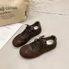 Zapatos planos de mujer transpirables, de suela suave, con estampado de leopardo, estilo retro, colección nueva 2026, bloques de color versátiles, ligeros, con cordones.
