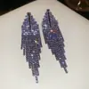 Pendientes de Plata Aguja Super Brillantes Geométricos de Gota de Agua con Borla de Ala Pendientes de Moda Pendientes de Lujo de Gama Alta para Mujer