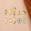Pingente Cruz de Aço Inoxidável Esmaltado Colorido Vários Estilos Estilo Férias de Verão Coração Sorvete Acessórios de Joias DIY