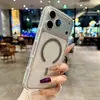 Adecuado para Funda de Teléfono Móvil Apple 17Promax, Cristal de Hielo Transparente Dos Tonos Succión Magnética Iphone16 Bolsa de Aire Anti-Caída Cubierta Protectora