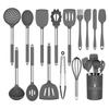 Juego de Utensilios de Cocina de Silicona de 15 Piezas Mango de Tubo de Acero Inoxidable Juego de Utensilios de Cocina de Silicona con Cubo de Almacenamiento Caja de Color Utensilios de Cocina