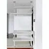 Estante de Livros Criativa Ajustável de Chão ao Teto com Painel de Pegboard Prateleira de Armazenamento Múltiplos Camadas Minimalista
