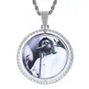 Hip-Hop Europeu e Americano Transfronteiriço Cobre Incrustado Zircônia Pingente de Foto Grande Redondo Rotativo Moldura de Foto Comemorativa Colar Masculino Personalização