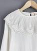Top de Algodón Estilo Japonés con Cuello de Hoja de Loto, Manga Linterna, Jersey, Camiseta con Cuello de Muñeca, Camisa Básica, Color Sólido, Primavera e Invierno, Básica