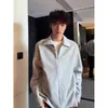 Moletom com Zíper Meio (Meia-Zip) Masculino para Primavera e Outono de Alta Qualidade Tendência Solto Roupa Externa Estilo College Casual Falso Top de Duas Peças