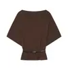 AliExpress europeo más vendido moda europea top de punto liso con cinturón