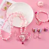 Set de Collar de Sirena para Niños Niñas Concha Pulsera para Niña Joyería de Princesa Bebé Lindo Clip para Oreja Anillo